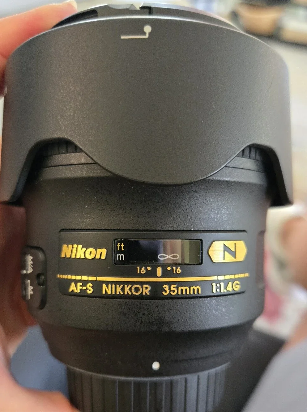 Nikon Black AF-S NIKKOR 35mm f/1.4G Prime Lens with Gold Accents